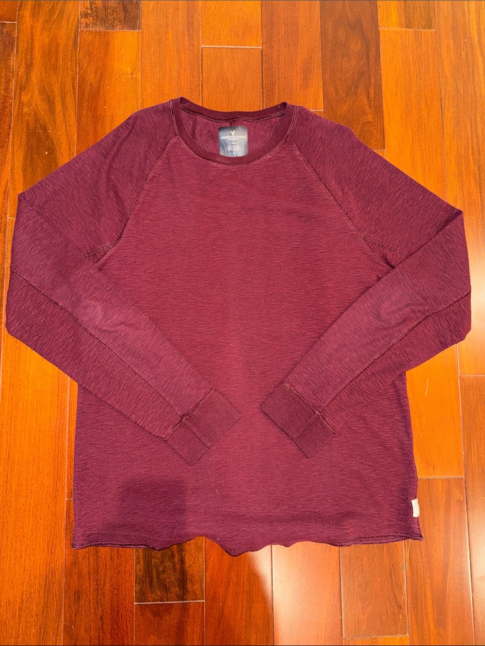 American Age Men's Long Sleeve Crew Neck Tee - Burgundy
